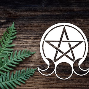 Vinyl Pentacle Decal Pentagram Decal  Water Bottle Three Moons Decal Laptop/ Cup Sticker / Car Decal  Celestial Decal Triple Goddess Sticker