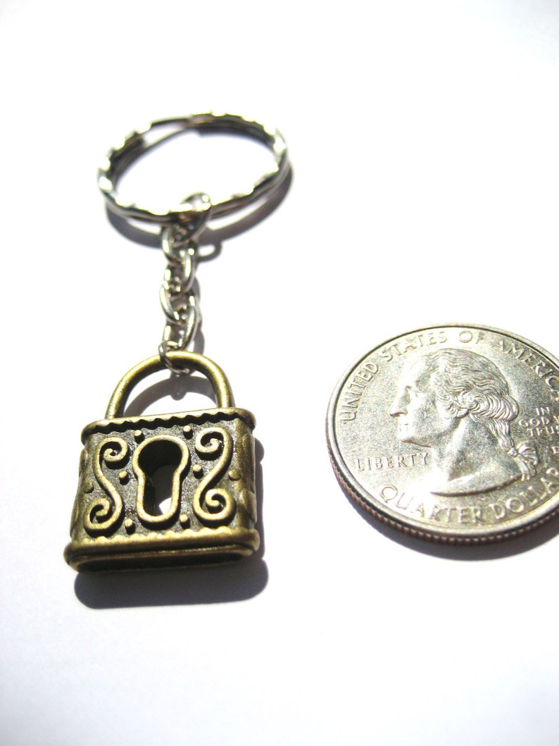 Lock Keychain Lock Key Chain Bronze Lock Keychain Unisex Gifts Etsy