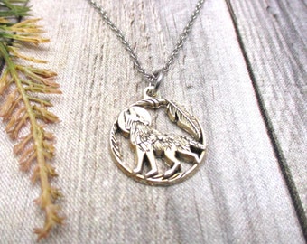 Howling Wolf Necklace Animal  Gifts For Her/ Him Wolf Jewelry Animal Necklace Animal Jewelry