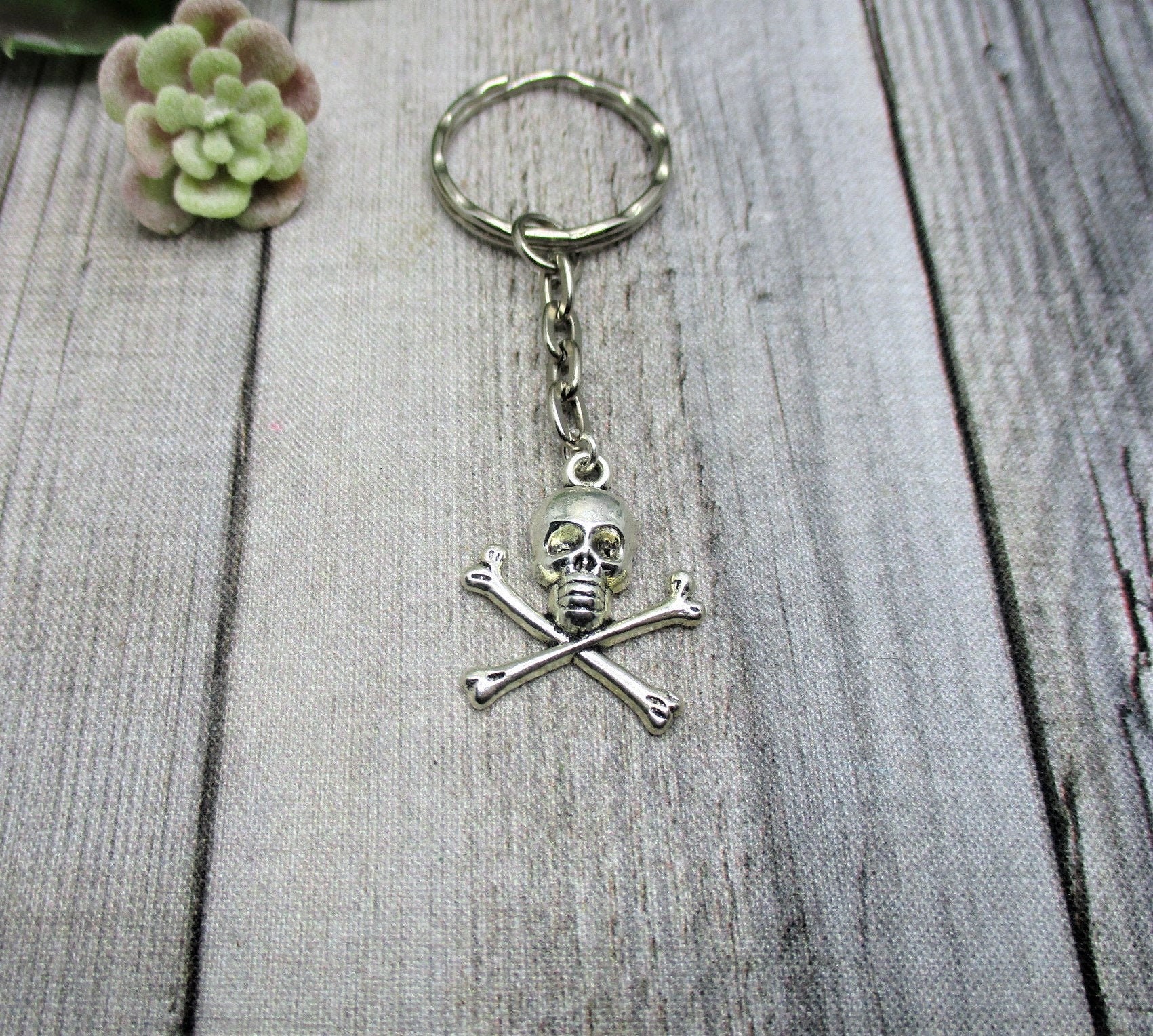 Skull Keychain Skull and Crossbones Keychain Pirate Gifts for Her