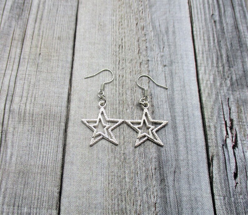 Star Earrings Star Jewelry Gift For Her Gifts Under 20 Star Gift image 1