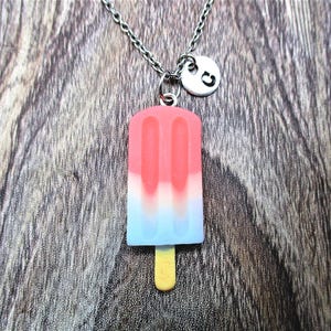 Popsicle Necklace Personalized Gifts Initial Ice Cream Necklace  Gifts For Her Popsicle Jewelry