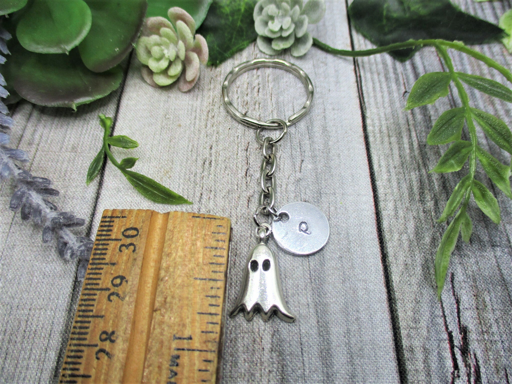 Ghost Keychain Personalized Keychain Inital Keychain Spooky Etsy UK