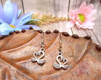 Swans Earrings Animal Earrings Swan Lovers Jewelry   Animal Jewelry Gifts For Her Heart Swans