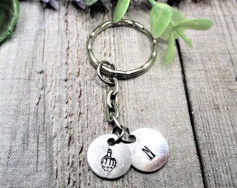 Middle Finger Keychain  Personalized Gifts For Her/ Him Inital Keychain  Best Friend Gifts