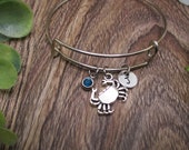 Crab Charm Bracelet W Birthstone Bracelet Personalized Gifts Crab Jewelry Gift for Her Birthday Gift For Ocean Lovers Bracelet
