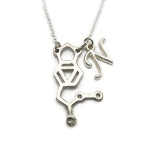 MDMA Necklace Initial Necklace Molly Necklace, Science Letter Molly Jewelry, Chemistry Molecule Charm Necklace  MDMA Jewelry
