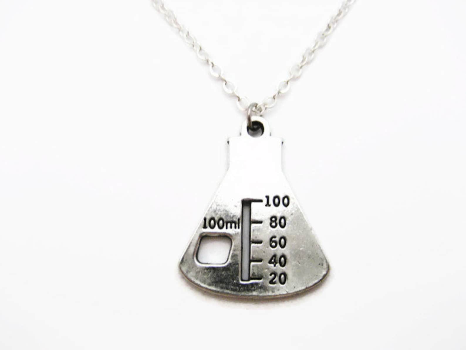 Chemistry Necklace Science Necklace Beaker Necklace Flask Etsy