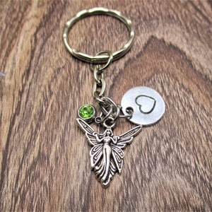 Fairy Keychain Initial Personalized Gifts For Her Birthstone Keychain