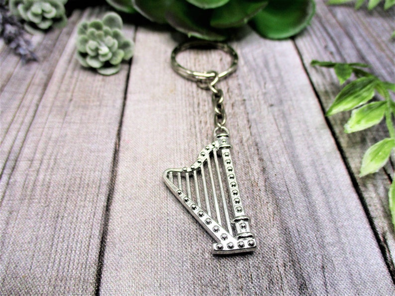 Harp Keychain Musical Instrument Keychain Musicians Gifts For Her / Him image 1