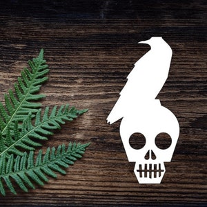 Crow On Skull Decal Halloween Vinyl Decal For Water Bottle Horror Sticker Cup Sticker Laptop Decal Car Decal Horror Decal Crow Decal Tumbler