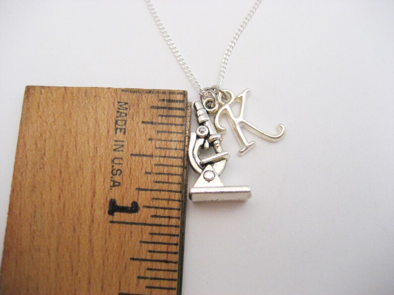 Science Necklace Microscope Necklace Initial STEM Necklace Etsy