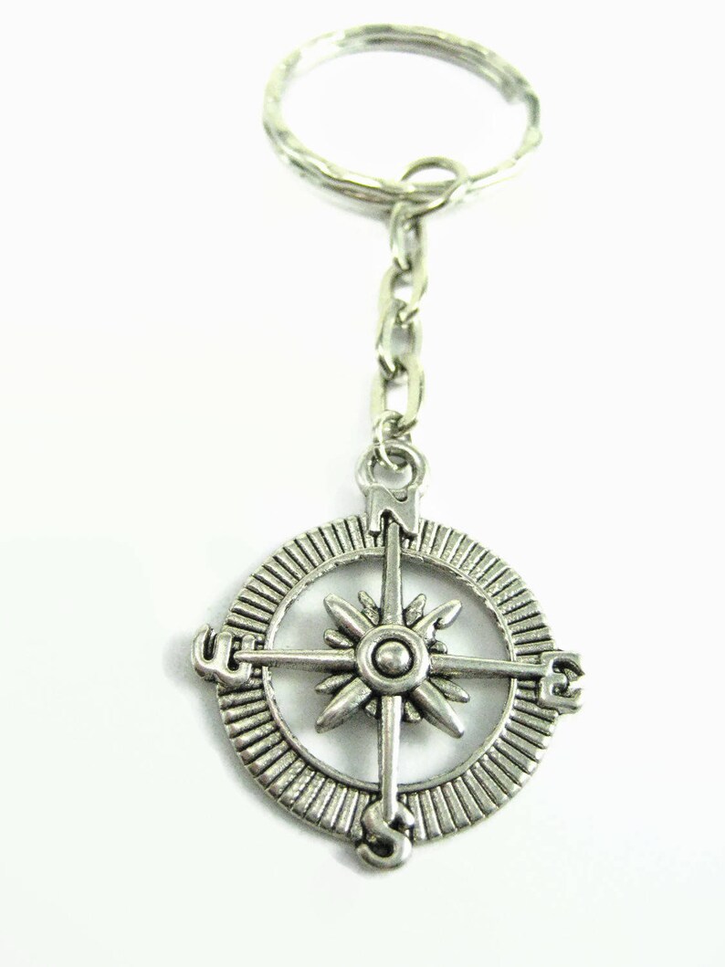Compass Keychain Direction Keychain Nautical Keychain Compass Etsy
