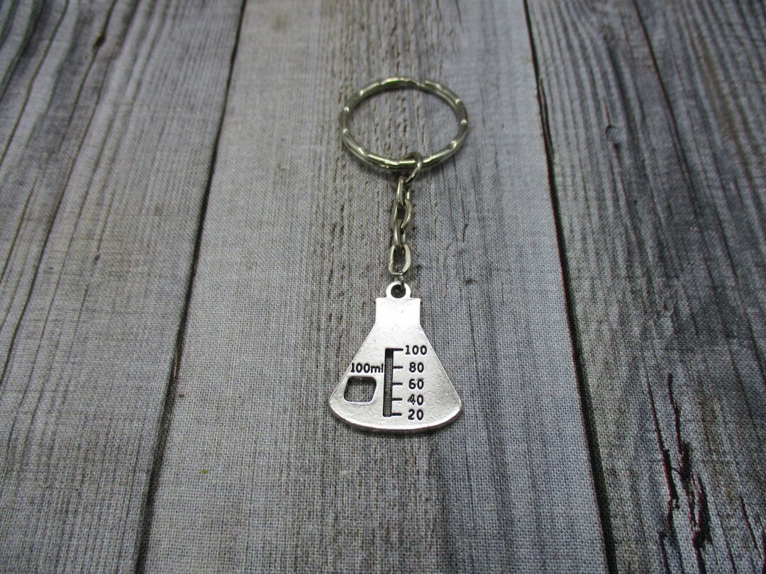Chemistry Keychain Science Keychain Beaker Keychain Flask Etsy UK