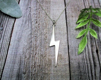 Large Lightning Necklace Lightning Bolt Necklace Gifts For Her / Him Lightning Jewelry