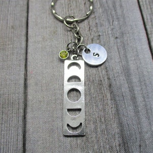 Moon Phase Keychain Personalized Handstamped  Moon Phase Gift Custom Keychain Gifts For Her