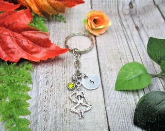 Skeleton Keychain Initial Personalized Gifts  For Her/ Him