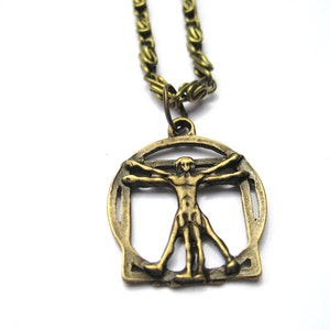 Vitruvian Man Necklace, Universal Man Charm Necklace, Da Vinci Necklace, Vitruvian Jewelry Art Lovers Gifts For Her Science  Gift