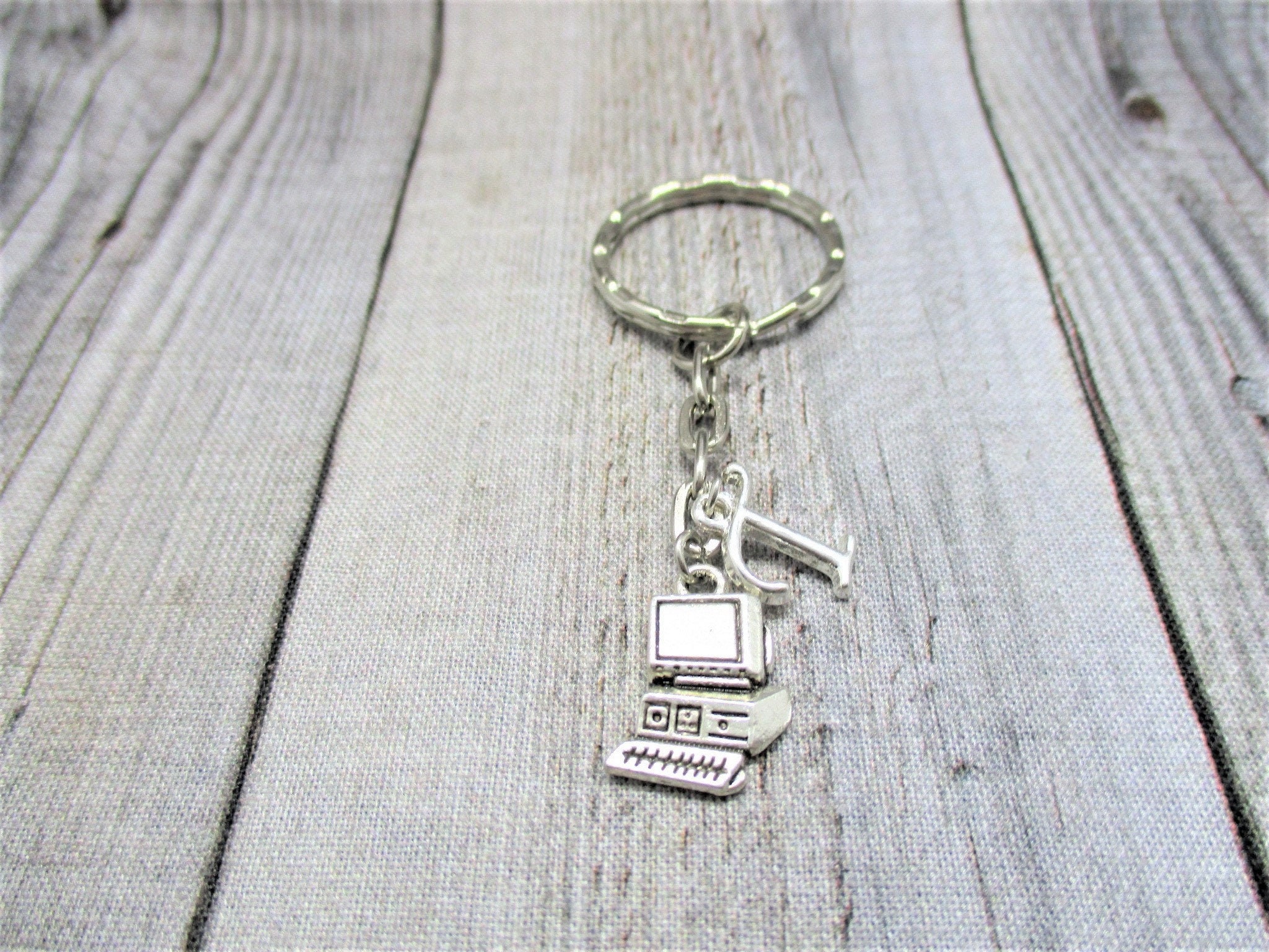 Personalized Computer Keychain with Letter Customized Desktop Etsy