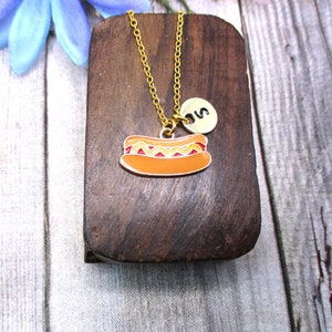 Collar de perro caliente de oro carta personalizada inicial Hotdog joyería regalos para su joyería de comida rápida