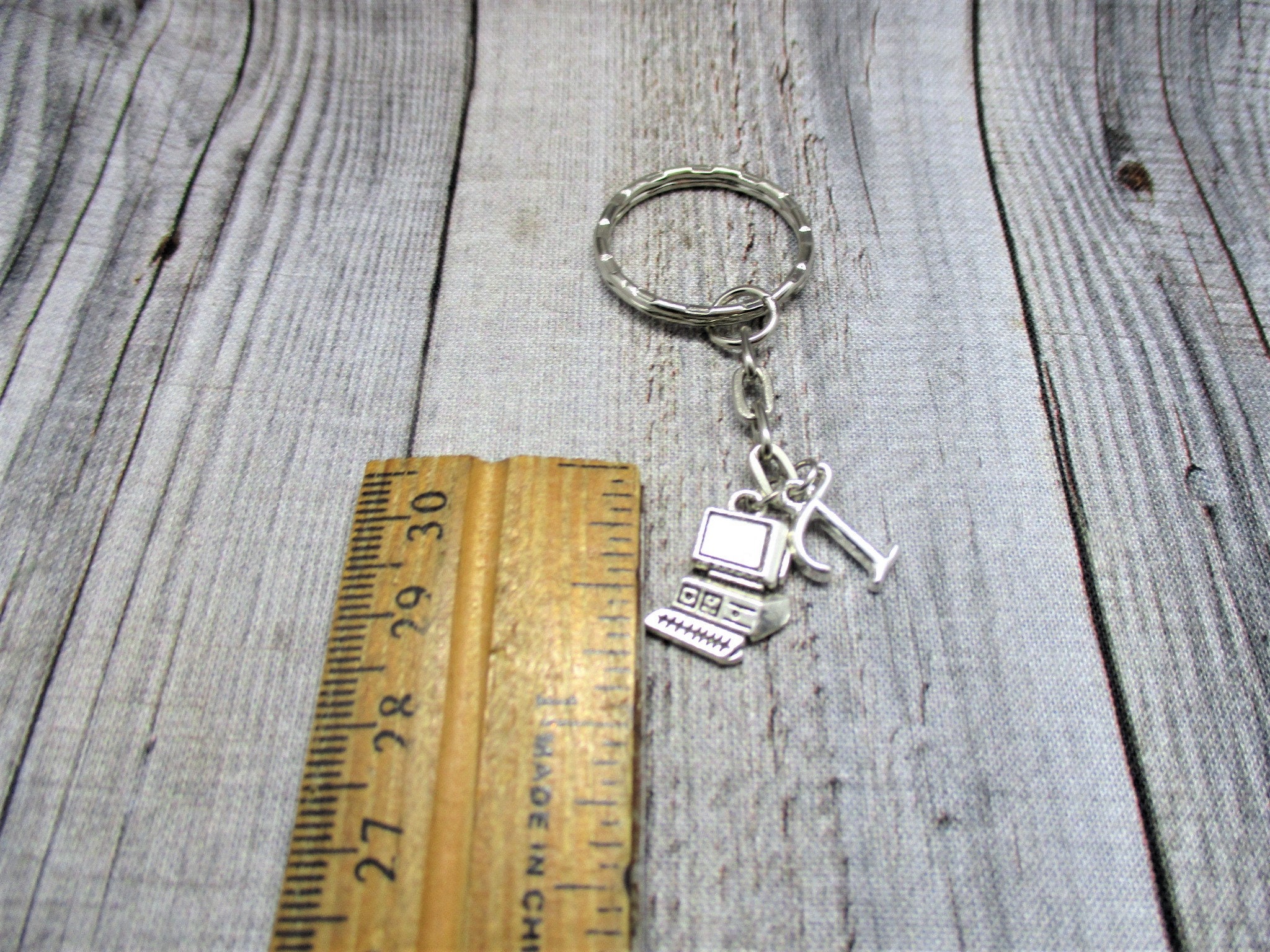 Personalized Computer Keychain with Letter Customized Desktop Etsy
