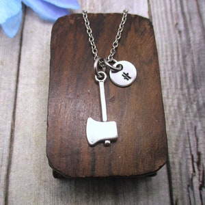 Axe Necklace Axe Jewelry Letter Initial Necklace Personalized Gifts For Her/ Him Spooky Gifts Halloween image 1