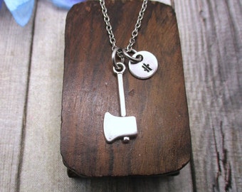 Axe Necklace Axe Jewelry Letter Initial Necklace Personalized Gifts For Her/ Him Spooky Gifts Halloween