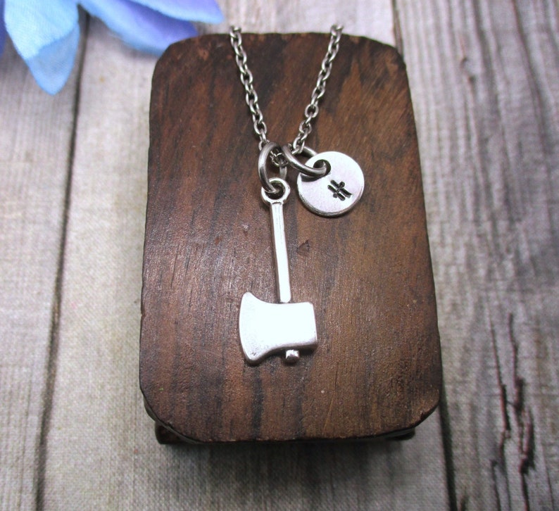 Axe Necklace Axe Jewelry Letter Initial Necklace Personalized Gifts For Her/ Him Spooky Gifts Halloween image 1