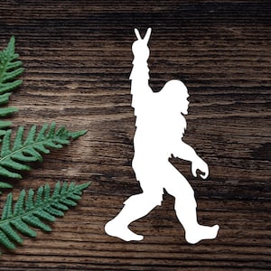 Peace Sign Bigfoot Vinyl Decal For Water Bottle Sticker Cup Sticker Laptop Decal Car Decal Sasquach Decal Gifts For Him