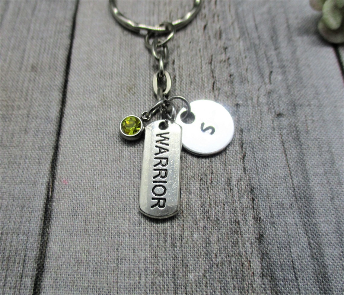 Warrior Keychain Personalized Handstamped Motivational Gift Etsy