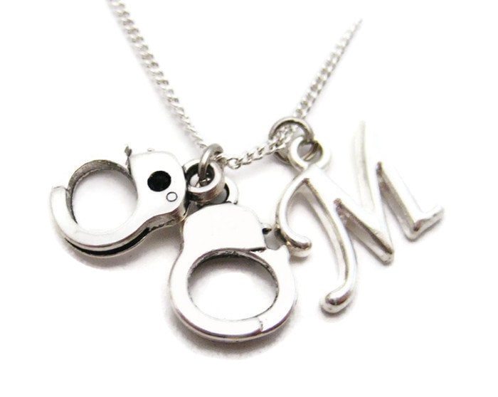 Handcuff Necklace Initial Necklace Personalized Jewelry Etsy
