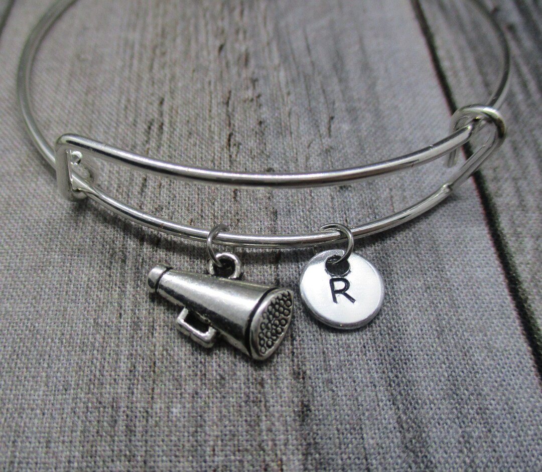 Megaphone Charm Bracelet Hand Stamped Initial Bangle Megaphone Etsy