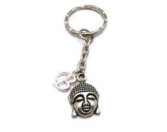 Buddha Keychain Initial Keychain Personalized Zen Keychain Customized Buddhist Keychain Letter  Buddha Keychain Zen Gifts For Her