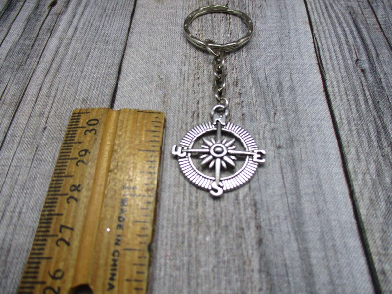 Compass Keychain Direction Keychain Nautical Keychain Compass Etsy