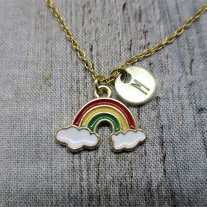Collar Arco Iris de Oro Carta Personalizada Inicial Joyas Arco Iris Regalos del Orgullo Para Ella / Él