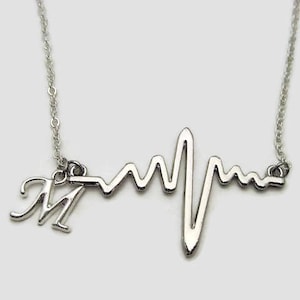 Heartbeat Necklace personalized  EKG Necklace EKG Letter Jewelry Heartbeat Jewelry Nurse Necklace Gift for Nurse Gift for doctor