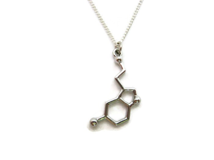 Serotonin Necklace Molecule Charm Necklace Science Necklace Chemistry Necklace Serotonin Jewelry Science Jewelry Science Gifts For Her