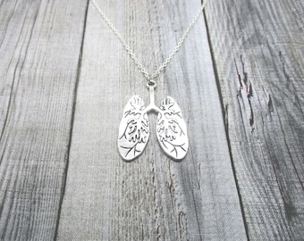 Human Lungs Necklace  Science Necklace, Biology Charm Necklace, Anatomical, Anatomy Necklace, Lungs Jewelry, Anatomy Jewelry Biology Gift