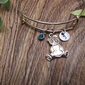 Panda Bear Charm Bracelet  Birthstone Bracelet  Initial  Animal Jewelry Personalized Gift for Her Birthday Panda Bracelet