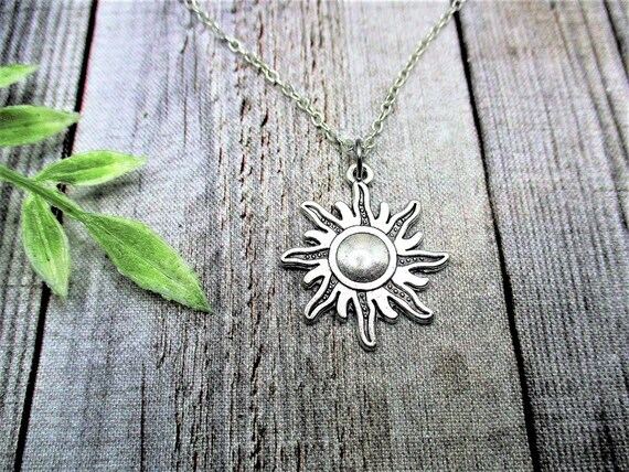 Sun Pendant Necklace, Celestial Jewelry for Her or Him, Zinc Alloy