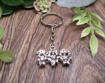 Monkeys Keychain  Animal Lovers Gifts For Him / Her Monkeys Lovers Animal Keychain