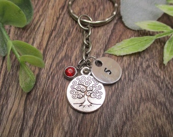 Tree Of Life Keychain Personalized Gifts For Her Birthstone Keychain  Plant Keychain