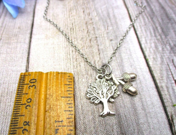 Oak Tree Necklace, Oak Tree Jewelry, Acorn Necklace, Nature Lovers