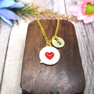 Collar de corazón de texto Collar de burbuja de chat de oro Collar de chat Carta personalizada Joyería de amor inicial Regalos de novia para ella