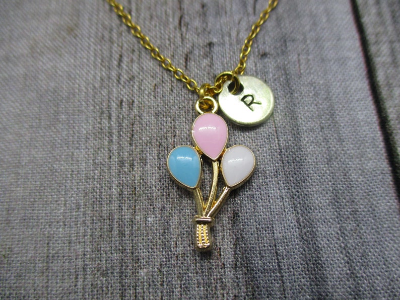 Gold Balloons Necklace Customized Hand Stamped Letter Initial Balloon Jewelry Kawaii Girlfriend Gifts For Her image 1