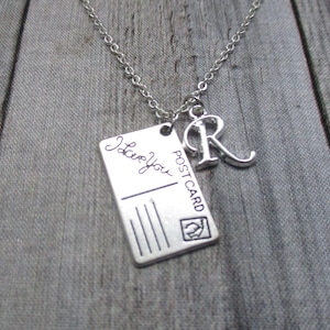 Collana con cartolina, collana con iniziale, regali personalizzati personalizzati Ti amo Gioielli