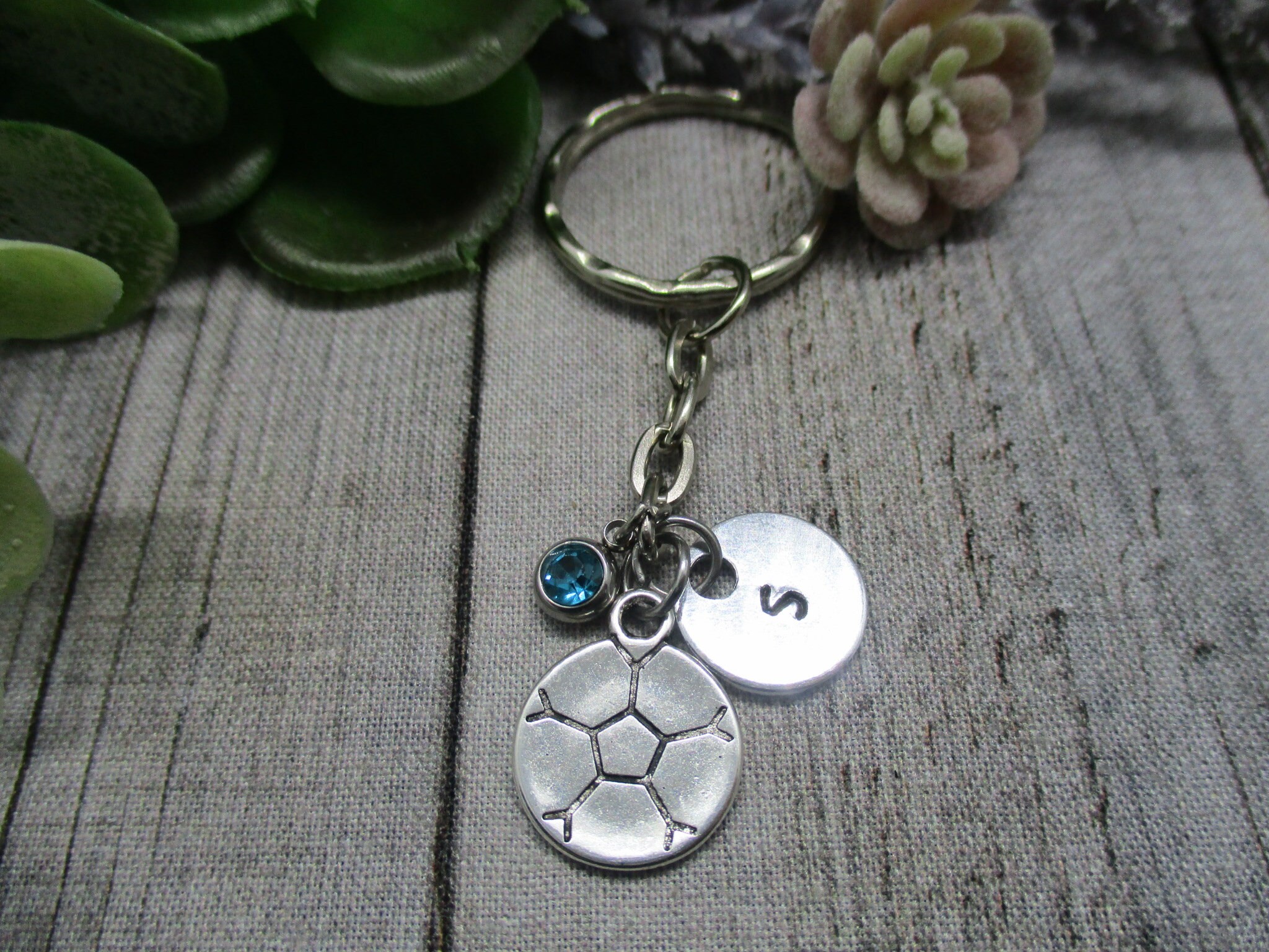 Soccer Ball Keychain Personalized Handstamped Soccer Keychain Etsy