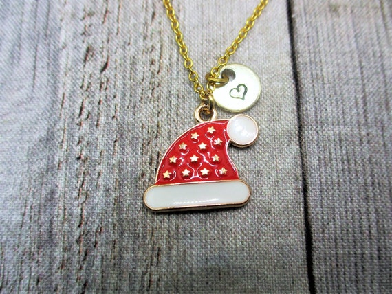 Santa Hat Necklace Personalized Gifts for Her Christmas Jewelry Holiday Necklace Santa Hat Jewelry Etsy