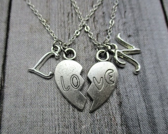 Love Necklace Set, Split Heart Necklace Personalized Gifts For Best Friends / Couples/ Mother Daughter