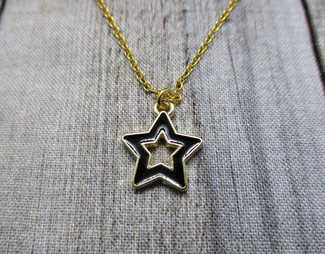 Gold Star Necklace Black Star Necklace Celestial Jewelry Gifts for Her ...